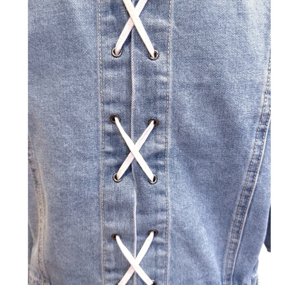 C&C California Denim Jacket with Lace Hem & Lace Cuffs – Size L - Picture 6 of 11